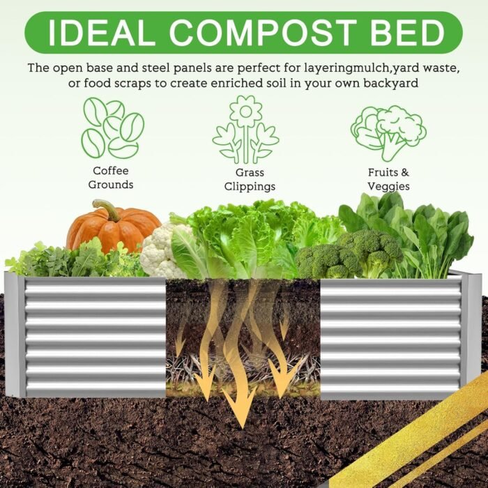 2 Pack Galvanized Raised Garden Bed Outdoor, Metal Garden Bed for Vegetables, Above Ground Garden Box for Flower, Steel Raised Beds for Gardening - 50"x20" - Image 2