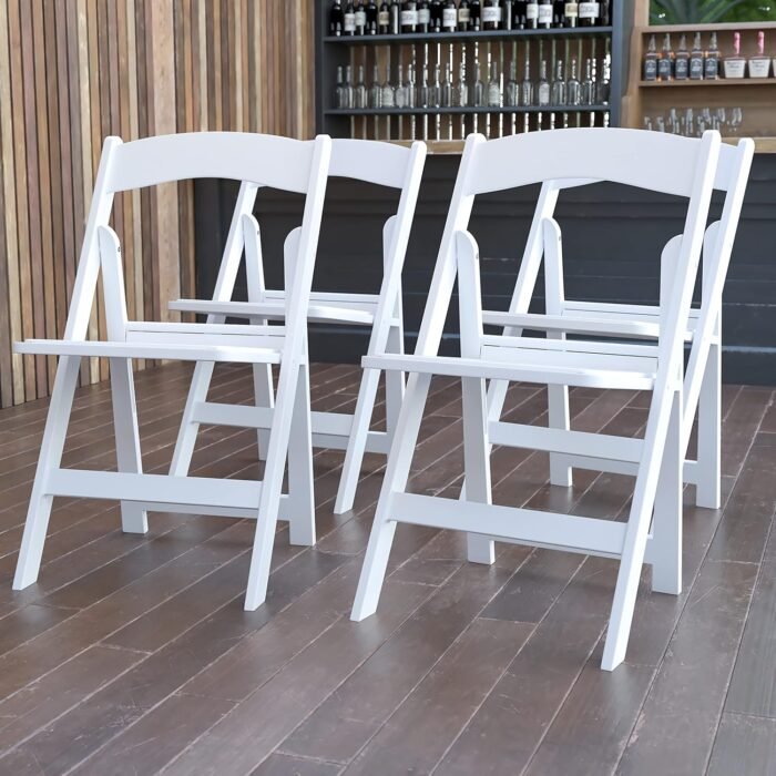Flash Furniture Hercules Series Folding Chair - White Resin - Set of 4 800LB Weight Capacity Comfortable Event Chair - Light Weight Folding Chair - Image 2