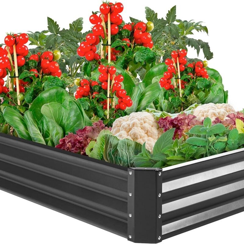 Best Choice Products 6x3x1ft Outdoor Metal Raised Garden Bed Box Vegetable Planter for Vegetables, Flowers, Herbs, and Succulents - Dark Gray