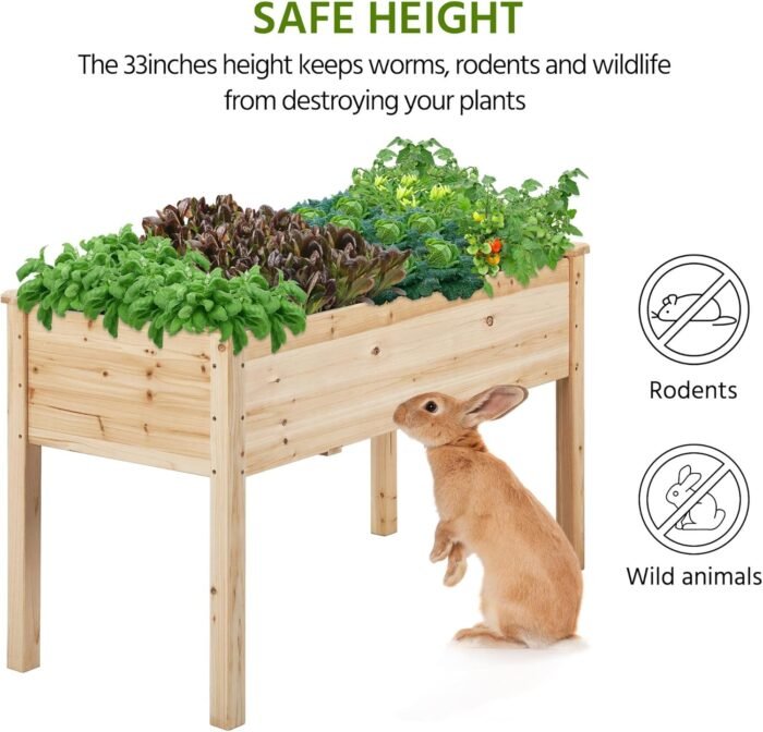 Yaheetech 1pc Raised Garden Bed 48x24x30in Elevated Wooden Horticulture Planter Box with Legs Standing Growing Bed for Gardening/Backyard/Patio/Balcony - Image 8