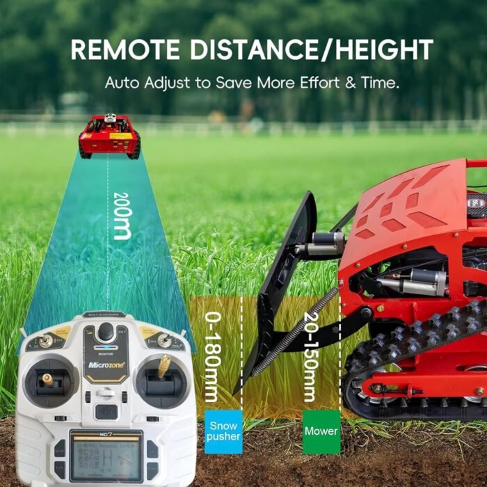 Remote Control Lawn Mower with Snow Shovel | Adjustable Cutting Height Robotic Lawn Mower | 21in Cutting Width Zero Turn Mower Machine for Road Garden Snow Removal - Image 2