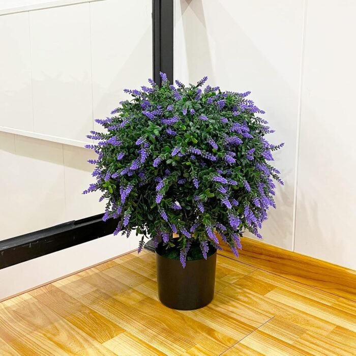 Sunnyglade 21.6” Tall Artificial Lavender Topiary Ball Tree Set of 2 Pack Potted Bushes UV Resistant Potted Plants for Indoor Outdoor Home Garden(Purple) - Image 2