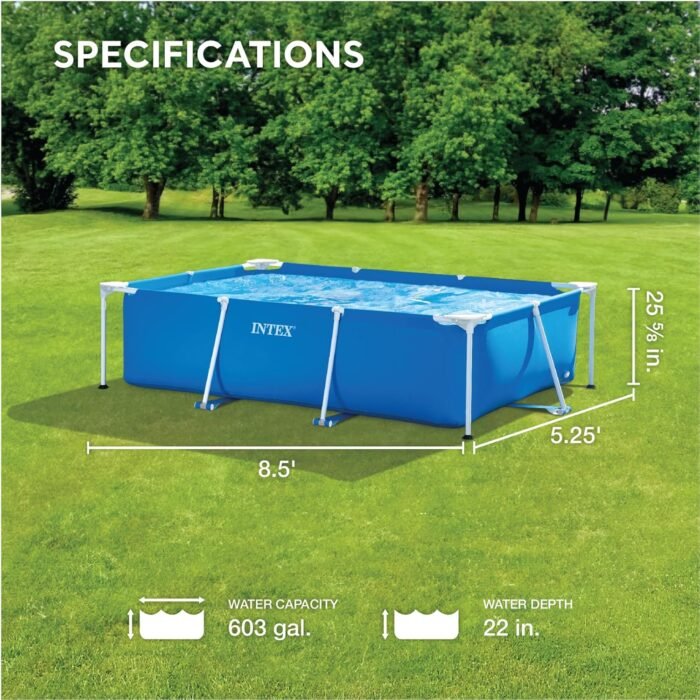 Intex Above-Ground Swimming Pool, Rectangular Frame 8.5ft x 26in, Ages 6 and Up - Image 4