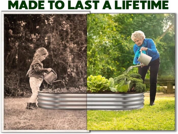 Galvanized Raised Garden Beds Outdoor // 4×2×1 ft Planter Raised Beds for Gardening, Vegetables, Flowers // Large Metal Garden Box (Silver) // Patented Tool-Free Design - Image 3