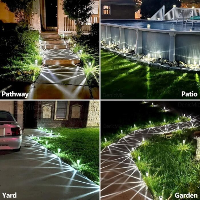 DenicMic Solar Lights Outdoor Pathway Lights 6000K LED Waterproof Acrylic Lamp Head Stainless Steel Stake for Yard Garden Landscape Path Walkway Driveway Patio Lawn (Cold White 10Pack) - Image 4