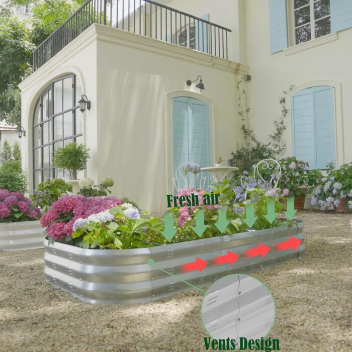 Galvanized Raised Garden Bed Kit, Large Metal Raised Garden Beds for Vegetables, Galvanized Planter Raised Garden Boxes Outdoor (Silver) - Image 5