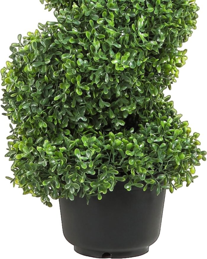 VEVOR Artificial Boxwood Spiral Topiary Trees, 4ft Tall (2 Pieces) Faux Plant Outdoor, All-Year Green Fake Plant with Replaceable Leaves for Decorative/Indoor/Porch/Garden - Image 11