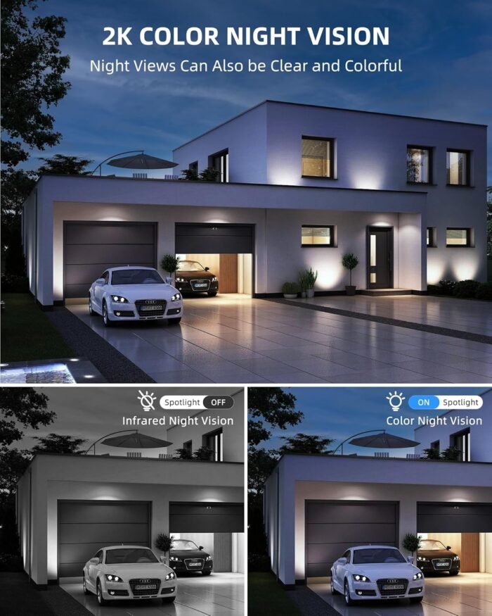 Solar Security Cameras Wireless Outdoor, 2K WiFi Cameras for Home Security, 360° PTZ Surveillance Camera with PIR, Color Night Vision, 2-Way Talk, IP66 Waterproof, SD/Cloud, Work with Alexa (2 Pack) - Image 3