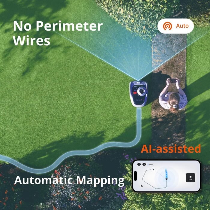 Segway Navimow i105N Robot Lawn Mower Perimeter Wire Free 1/8 Acre RTK+Vision Robotic Lawnmower, AI-Assisted Mapping, Virtual Boundary, APP Control, 58dB(A) Quiet, Multi-Zone Management - Image 2