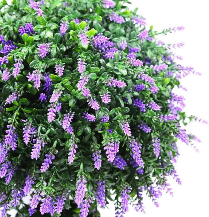 Sunnyglade 21.6” Tall Artificial Lavender Topiary Ball Tree Set of 2 Pack Potted Bushes UV Resistant Potted Plants for Indoor Outdoor Home Garden(Purple) - Image 4