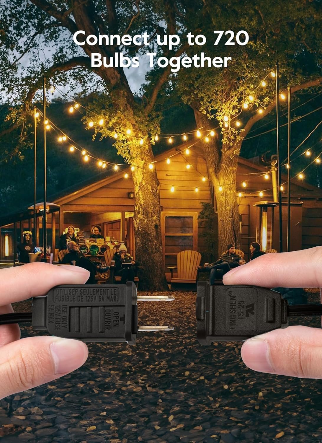 Brightown Outdoor String Lights - Connectable Dimmable LED Patio String Lights with G40 Globe Plastic Bulbs, All Weatherproof Hanging Lights for Outside Backyard Porch (50 ft - 25 LED Bulbs) - Image 6