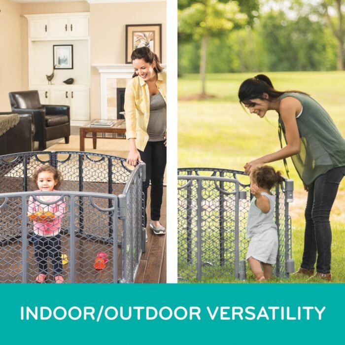 Evenflo Versatile Play Space Adjustable Play Area, Plastic, 8-Panel (Cool Gray) - Image 2