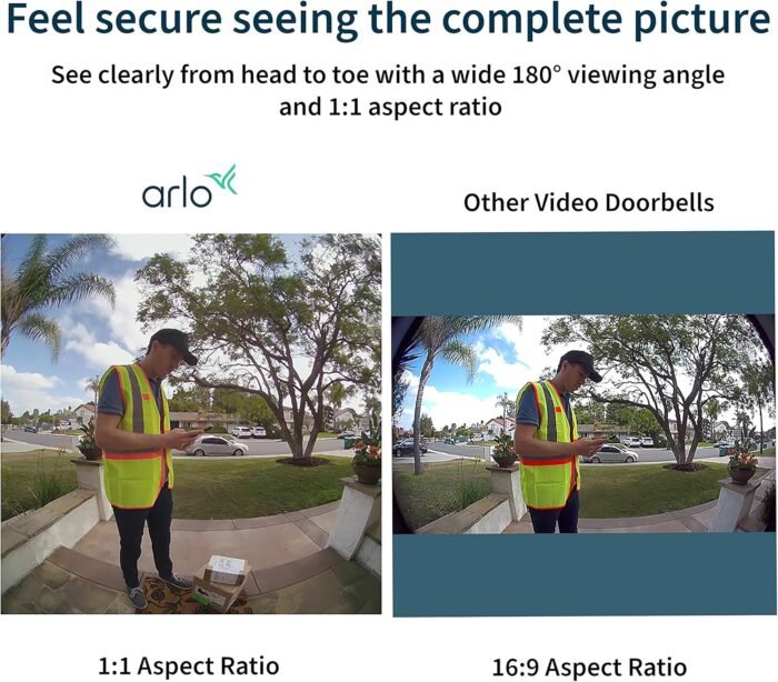 Arlo Essential Wired Video Doorbell - HD Video, 180° View, Night Vision, 2 Way Audio, DIY Installation (wiring required), Security Camera, Doorbell Camera, Home Security Cameras, White - AVD1001 - Image 6