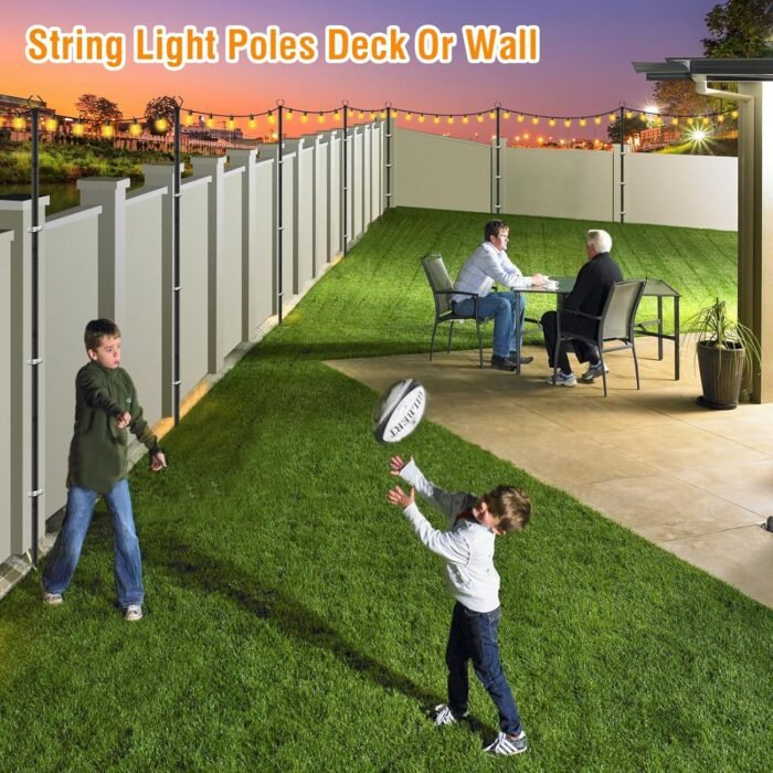 AILBTON 2 Pack 10Ft String Light Poles,Light Poles for Outside String Lights,Outdoor Light Poles with Fork,Metal Poles Stand for Patio,Backyard,Deck - Image 5