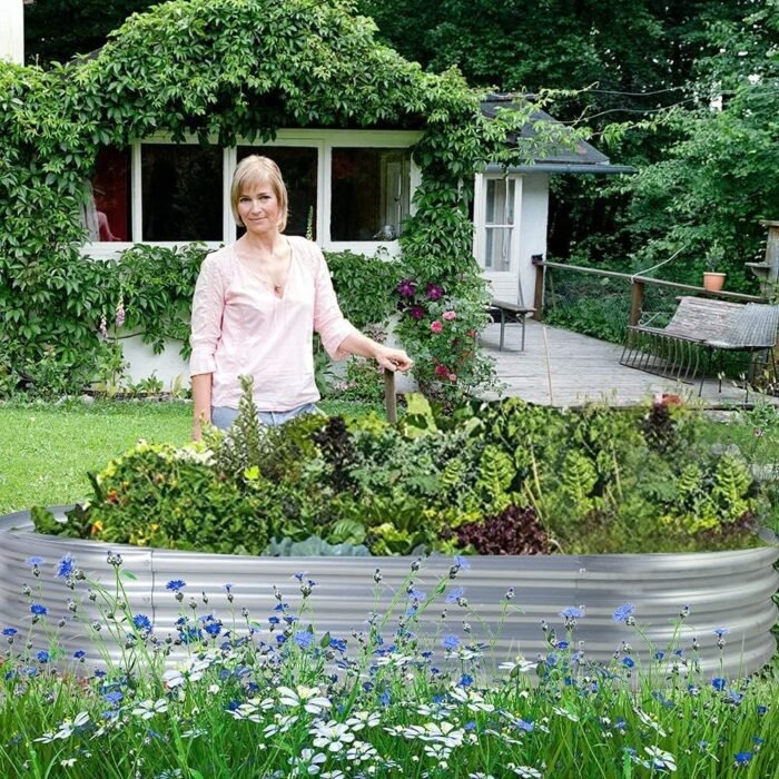 Land Guard Galvanized Raised Garden Bed Kit, Galvanized Planter Garden Boxes Outdoor, Oval Large Metal for Vegetables………… - Image 6