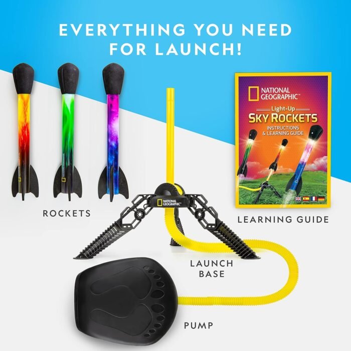 NATIONAL GEOGRAPHIC Air Rocket Toy – Ultimate LED Rocket Launcher for Kids, Jump and Launch The Light Up, Air Powered, Foam Tipped Rockets up to 100 Feet - Image 5
