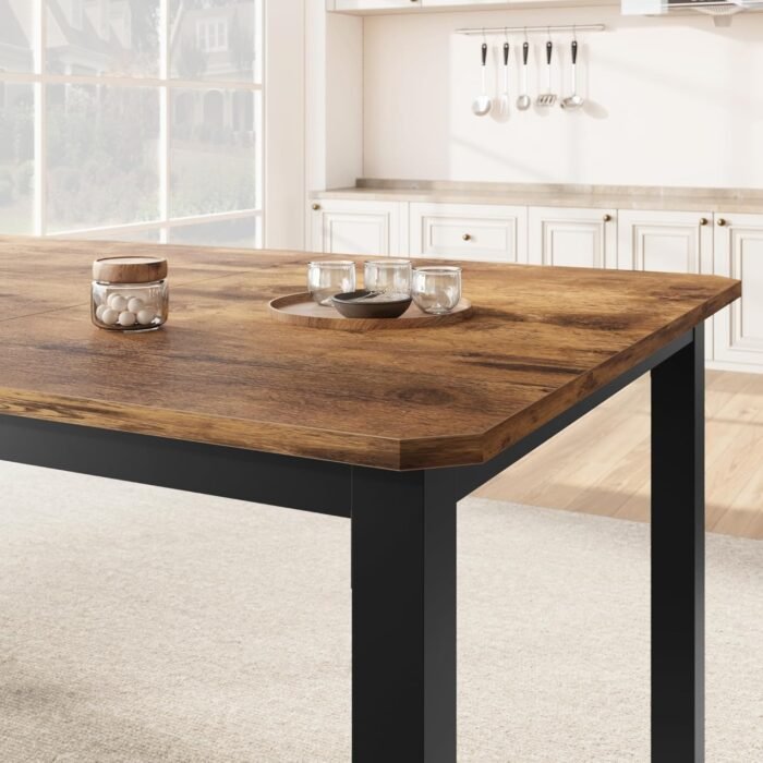 IDEALHOUSE Industrial Dining Table For 6~8 People, 78.7" Long Kitchen Table, Wood Dining Table, Kitchen & Dining Room Table, Rectangle Dining Room Table For 6 Ideal For Dinner Or Meetings -Retro Brown - Image 6