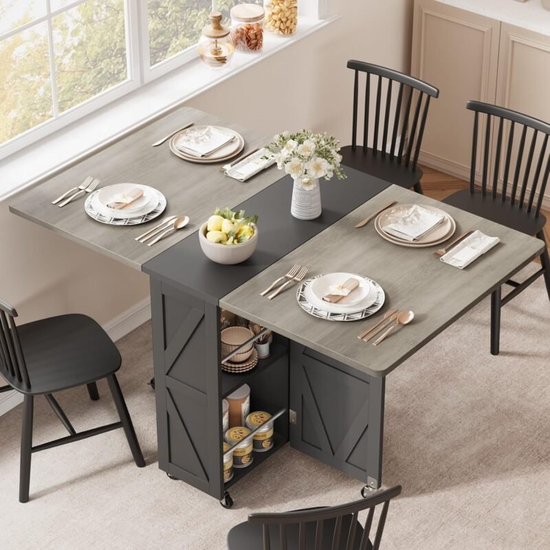 Dining Table for 4, Folding Dining Table, Kitchen Table, Dining Table, Dining Room Table, Dinner Table, Space Saving Wood Rectangle Foldable Kitchen & Dining Room Tables for Small Space