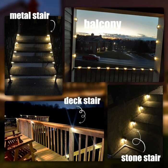SOLPEX Solar Deck Lights Outdoor 16 Pack, Solar Step Lights Waterproof Led Solar lights for Outdoor Stairs, Step , Fence, Yard, Patio, and Pathway(Warm White) - Image 4