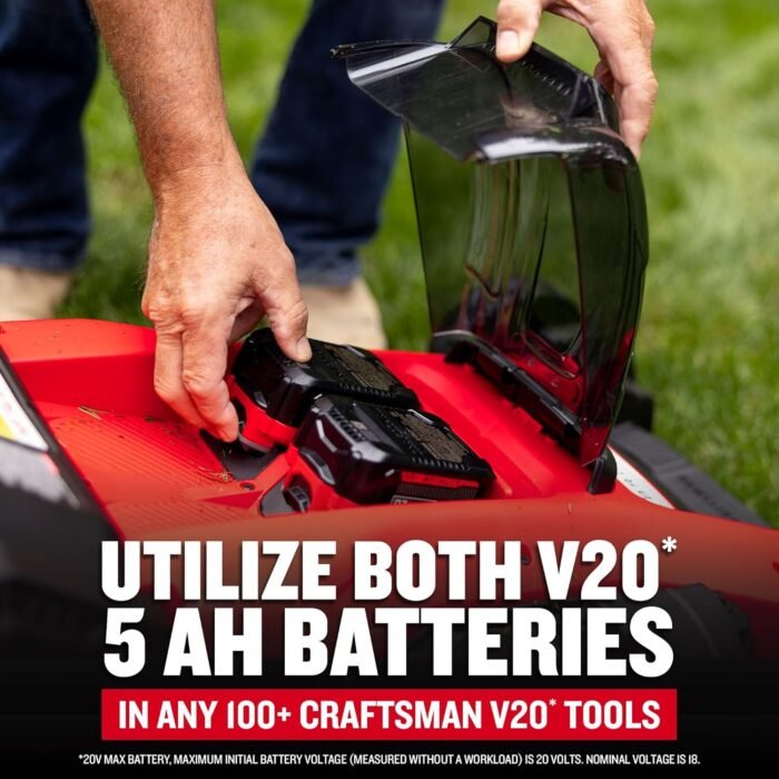 CRAFTSMAN V20 Lawn Mower, Push Mower, Lightweight and Portable, Grass Bag, Battery and Charger Included (CMCMW220P2) - Image 5