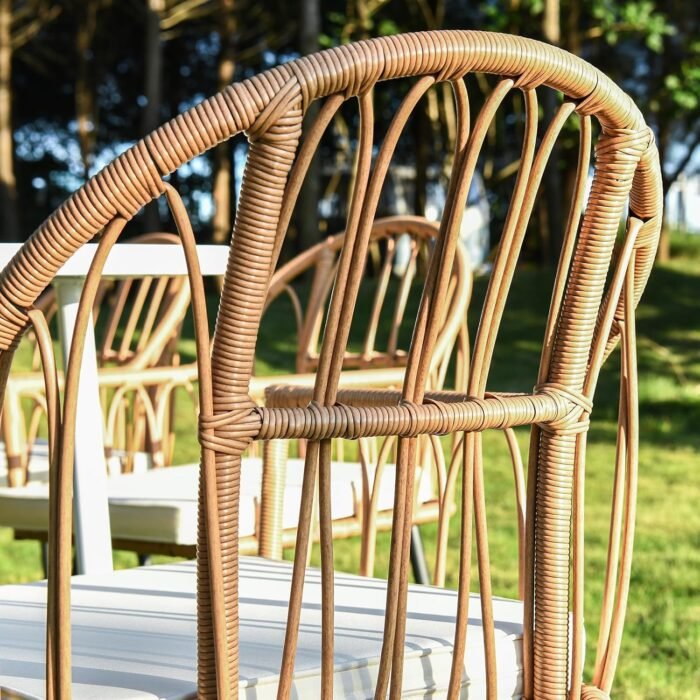 YITAHOME 8 Pieces Outdoor Patio Dining Set with Wicker Patio Dining Chair, Backless Bench & Table with Umbrella Hole, Garden Dining for Patios, Backyard, Balcony, Lawn - Image 6