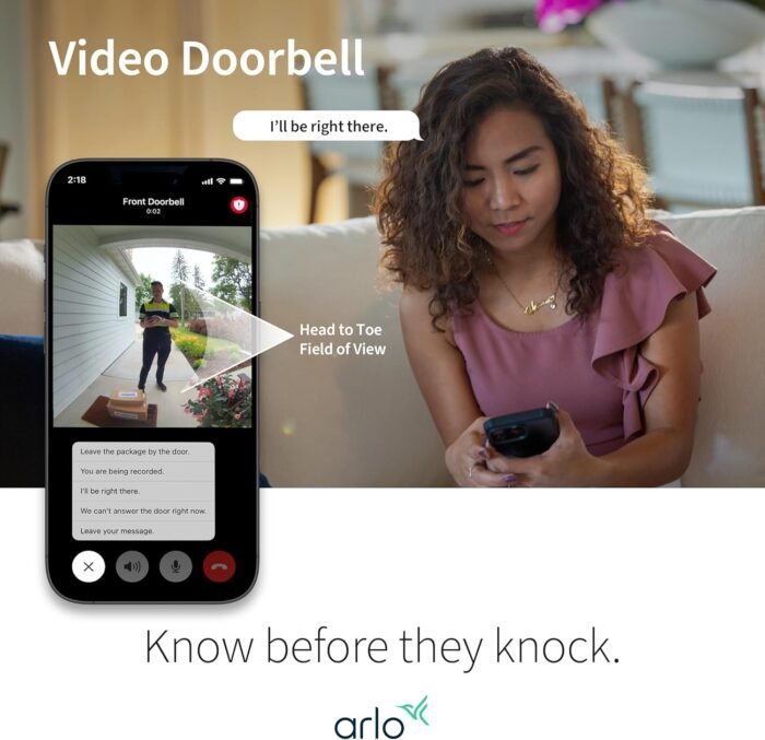 Arlo Video Doorbell 2K | 2nd Gen | Wire-Free/Wired Option, 2-Way Audio, Night Vision, Head to Toe Video View, Integrated Siren | Live Stream | Real Time Notifications |180 Deg Wide View, White - Image 3