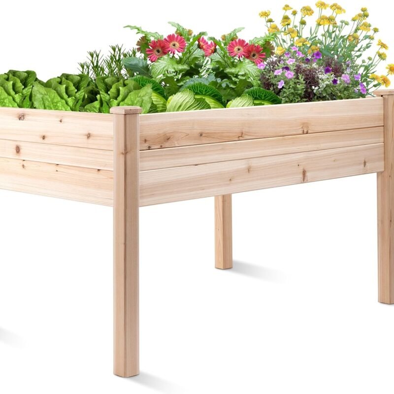 Backyard Expressions 48"x34" Raised Garden Bed - Elevated Wood Planter Box for Healthy Plant Growth, 440 lb Capacity - Natural Color