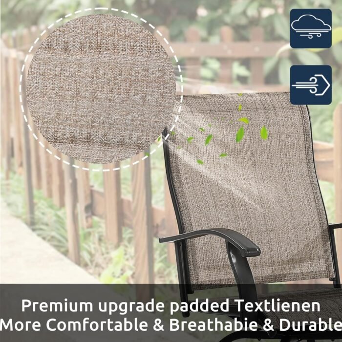 UDPATIO Patio Swivel Bar Stools Chair of 2, Outdoor Bar Height Set, All Weather High Back and Armrest Patio Stools & Bar Chairs for Backyard, Lawn Garden, Balcony and Pool, Brown - Image 7