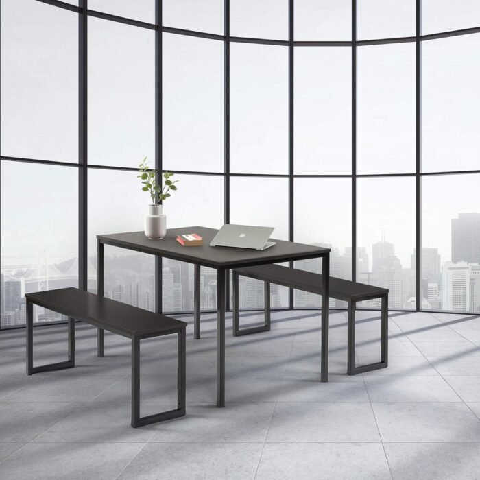 ZINUS Louis Modern Studio Collection Soho Dining Table with Two Benches (3 piece set) - Espresso - Image 4