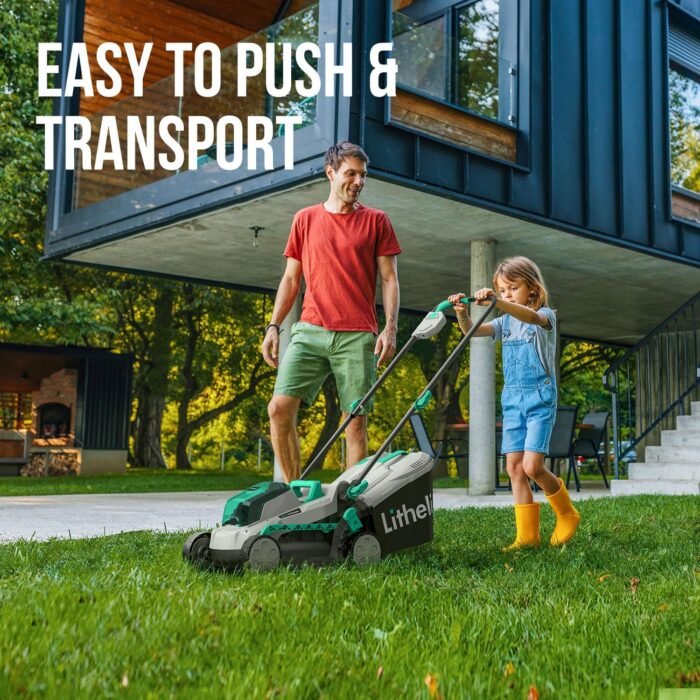 Litheli 20V 13" Cordless Lawn Mower, Electric Lawn Mowers for Garden, Yard and Farm, 5 Heights, with Brushless Motor, 4.0Ah Battery & Charger Included - Image 4