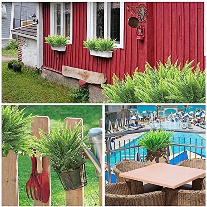 TURNMEON 20 Bundles Artificial Plants Outdoor Faux Boston Fern Spring Summer Decor Fake Plants UV Resistant Plastic Greenery Shrubs Artificial Fake Flowers Outside Indoor for Home Gardens Patio Yards - Image 4