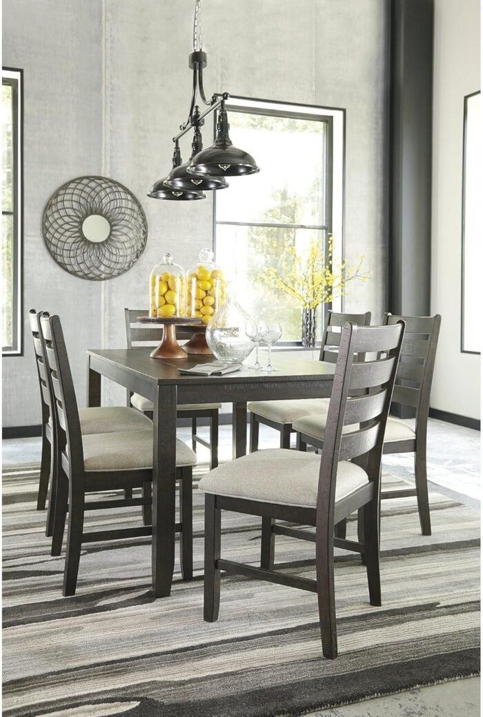 Signature Design by Ashley Rokane 20" Dining Room Table Set with 6 Upholstered Chairs, Brown - Image 7