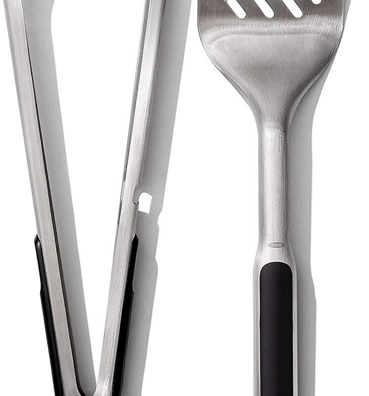 OXO Good Grips Grilling Tools, Tongs and Turner Set, Black