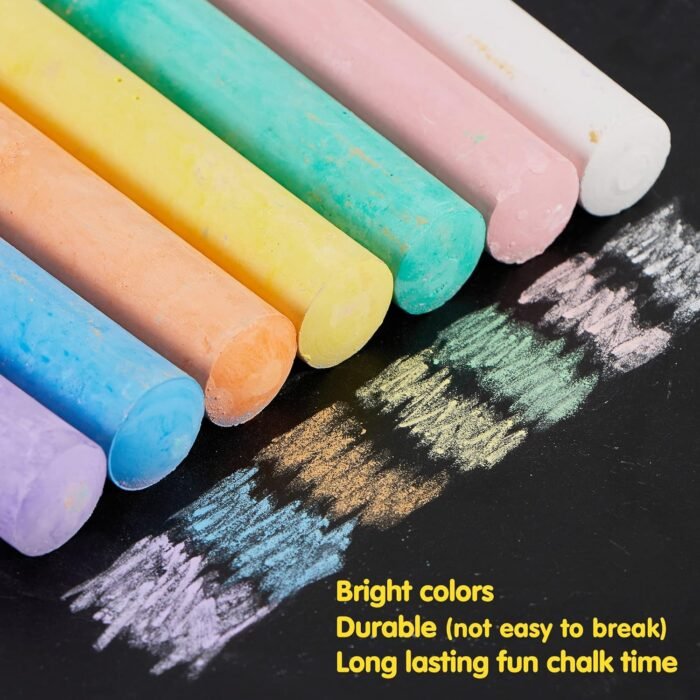 160 PCS Sidewalk Chalks Set Non-Toxic Washable Jumbo Chalk for Outdoor Art Play, Painting on Chalkboard, Blackboard and Playground - Image 3