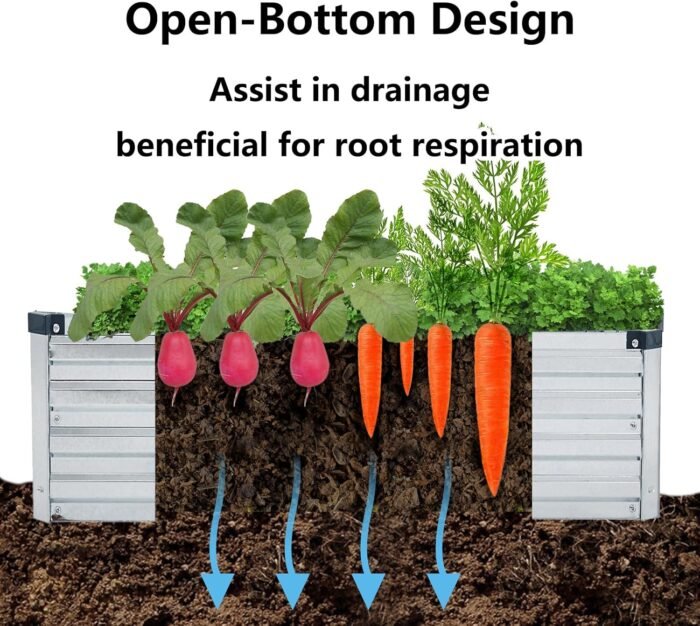 2 Pack 6x3x1FT Galvanized Raised Garden Beds Kit Outdoor Metal Gardening Planter Box for Vegetable Elevated Flower Herbs,Silver - Image 3