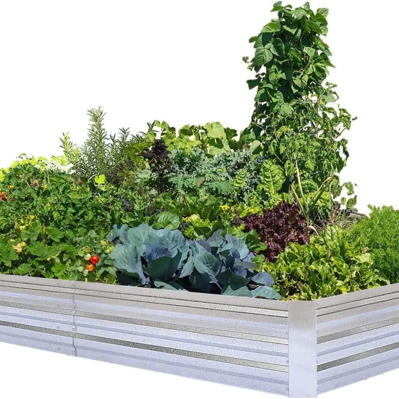 Galvanized Raised Garden Beds for Vegetables Large Metal Planter Box Steel Kit Flower Herb, 8x4x1ft