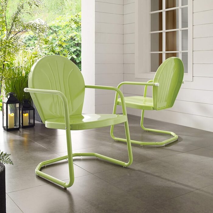 Crosley Furniture Griffith Outdoor Chair, Retro Metal Patio Chairs for Dining, Porch, Deck, Balcony, Key Lime - Image 15