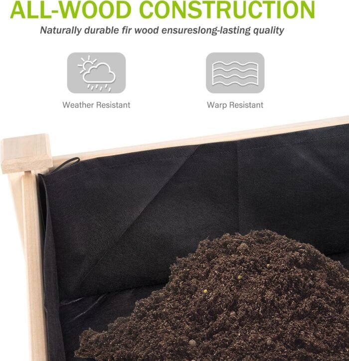 Backyard Expressions 48"x34" Raised Garden Bed - Elevated Wood Planter Box for Healthy Plant Growth, 440 lb Capacity - Natural Color - Image 5