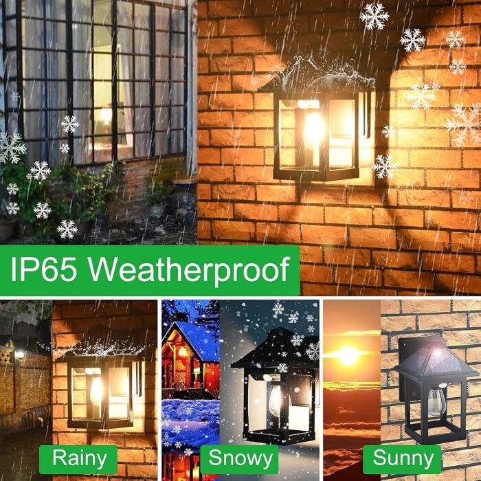 2 Pack Solar Wall Lanterns Outdoor with 3 Modes, Dusk to Dawn Motion Sensor LED Sconce Lights IP65 Waterproof, Exterior Front Porch Security Lamps Wall Mount Patio Fence Garage Decorative - Image 3