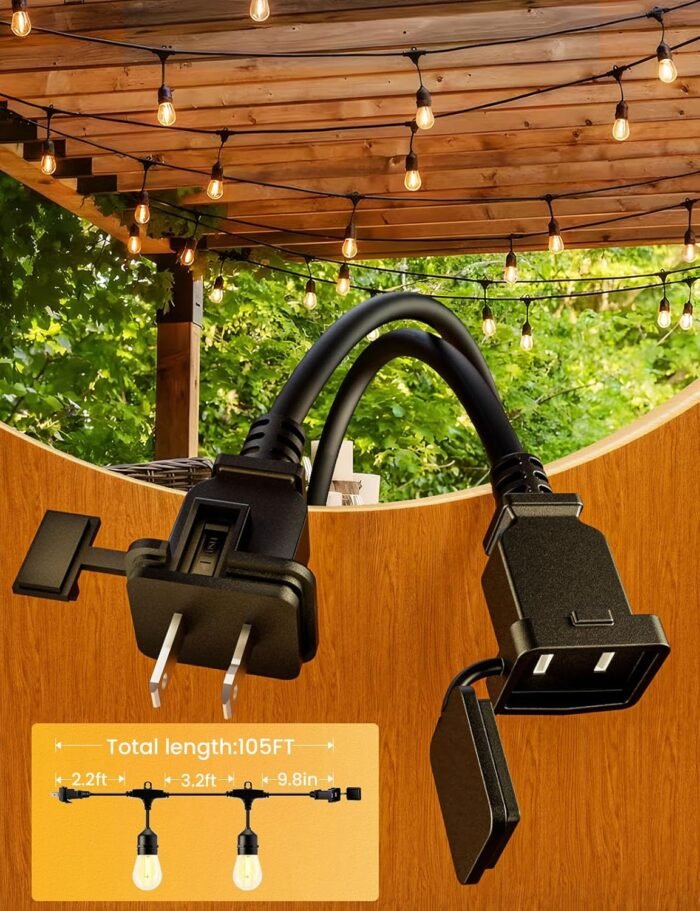 Svater Outdoor String Lights Led 105FT, Commercial Grade Patio Lights with 1W Dimmable S14 Shatterproof Bulbs, ETL Listed Heavy-Duty Outside Waterproof Cafe Bistro Market Lighting Warm White - Image 3