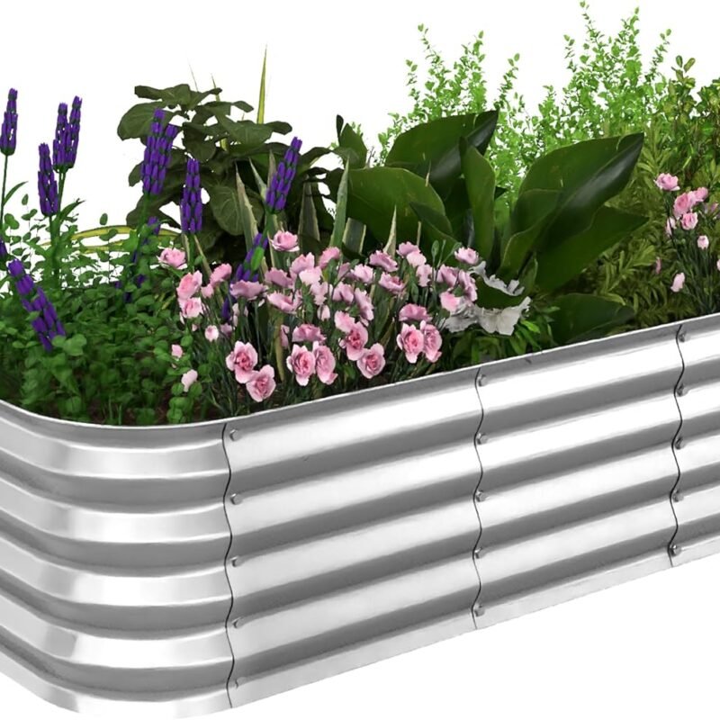 Utopia Home 4x2x1 ft Galvanized Raised Garden Bed Kit Planter Box Large 4 ft Long Deep Raised Garden Beds Outdoor Metal Raised Bed for Gardening Vegetables Rectangle