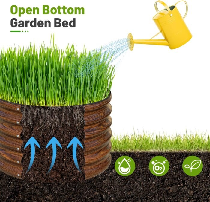SnugNiture Raised Garden Bed, 2 PCS 2×2×1.5ft Round Galvanized Outdoor Planter Box, 17" Tall Deep Metal Garden Bed Kit for Planting Vegetables, Fruits, Flowers, Brown - Image 5