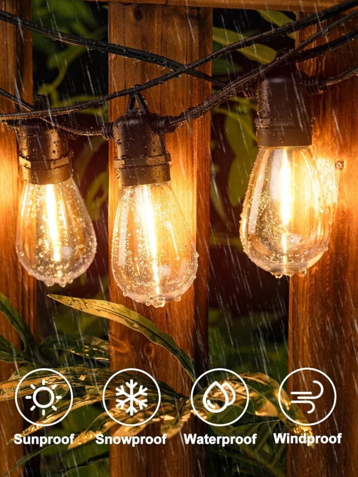 addlon 50FT LED Outdoor String Lights with Edison Shatterproof Bulbs, Weatherproof Strand, Commercial Grade Patio Lights, Decorative for Garden or Patio, Black - Image 6