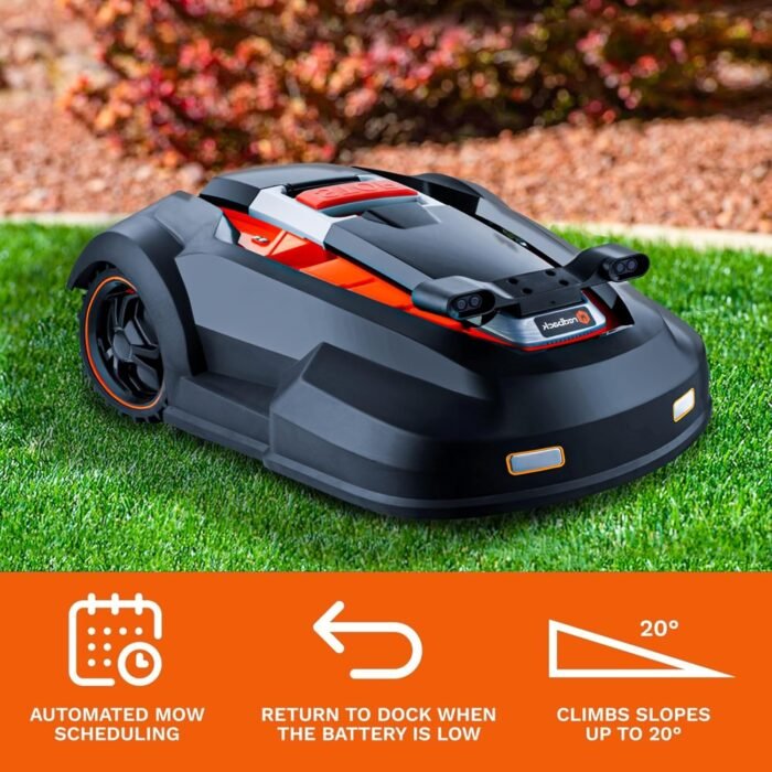 RM24PRO Robot Lawn Mower with Bluetooth App Control Ultrasonic Sensor Metal Plate 1/4 Acre 20 Degrees Slope for Small to Medium Yards - Image 5