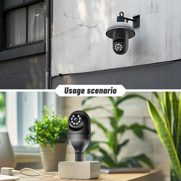 Light Bulb Security Camera 5G WiFi 2K Light Socket Security Cameras Wireless Outdoor EseeCloud, 360 Screw in Sight Bulb Motion Detection Siren Alarm Lightbulb Camera 2-Way Audio Color Night Vision - Image 4