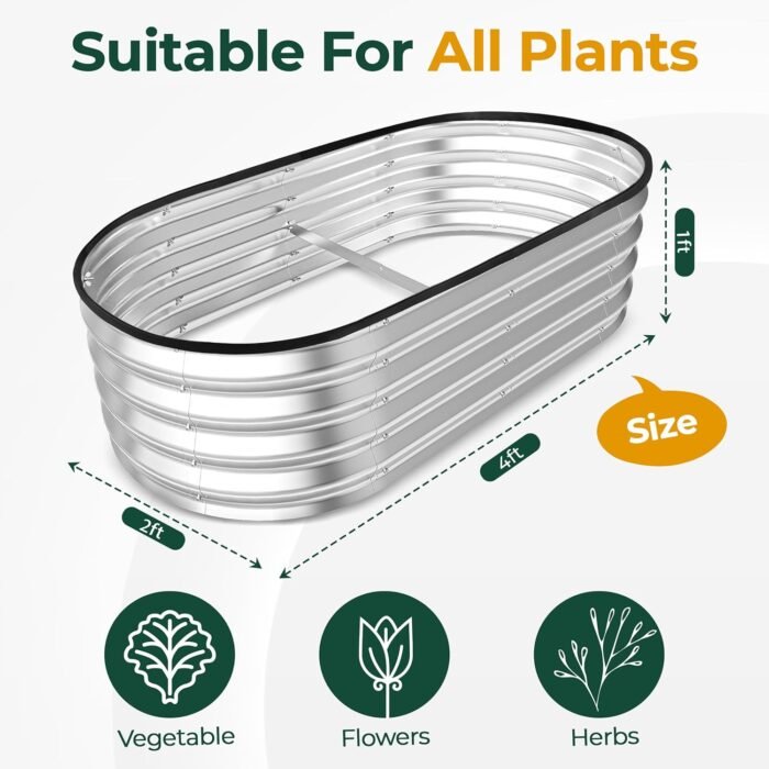 Utopia Home 2 Pack Galvanized Raised Garden Bed, 4ft x 2ft Lightweight Planter Boxes Outdoor with Easy Assembly, Large Garden Bed for Vegetables, Fruits, Flower - Silver - Image 2