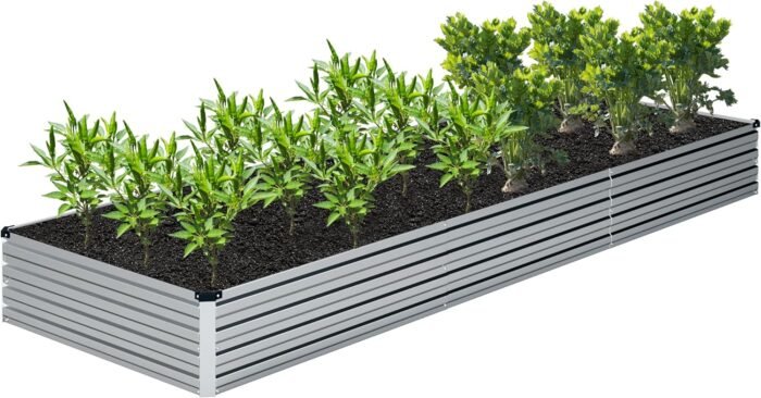 2PCS 12x4x1FT Galvanized Raised Garden Bed Kit,Vegetable Boxes-Rectangle Metal Flower Box,Large Planter Raised Beds Outdoor Garden for Planting,Fruit,Herb-Sliver - Image 9