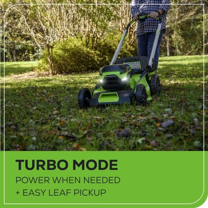 Greenworks 60V 21” Cordless (Self-Propelled) Lawn Mower (LED Lights + Aluminum Handles), 2 x 4.0Ah Batteries and Dual Port Rapid Charger - Image 9