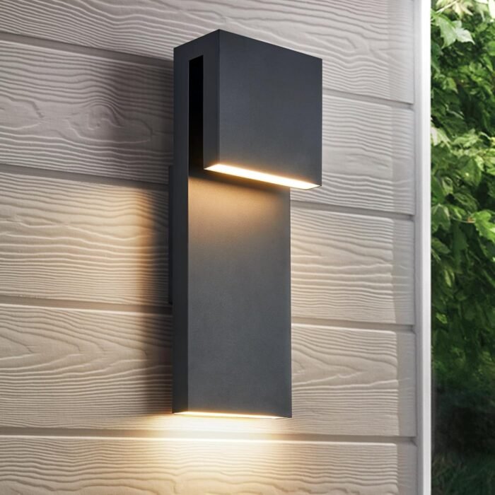Modern LED Outdoor Wall Sconce 3000K 17W Integrated LED Outdoor Wall Mount,Anti Rust Textured Black Suit for Wet Locations and Easily Installed in Any Direction.Bulb Included.