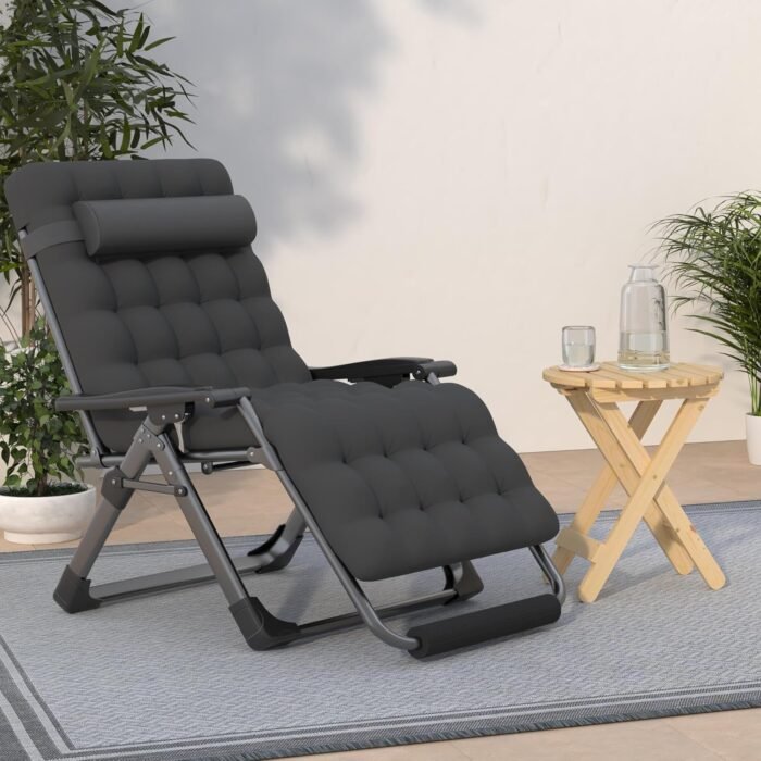 Suteck Oversized Zero Gravity Chair,33In XXL Lounge Chair w/Removable Cushion&Headrest, Reclining Camping Chair w/Upgraded Lock and Footrest, Reclining Patio Chairs Recliner for Indoor Outdoor,500LBS - Image 2